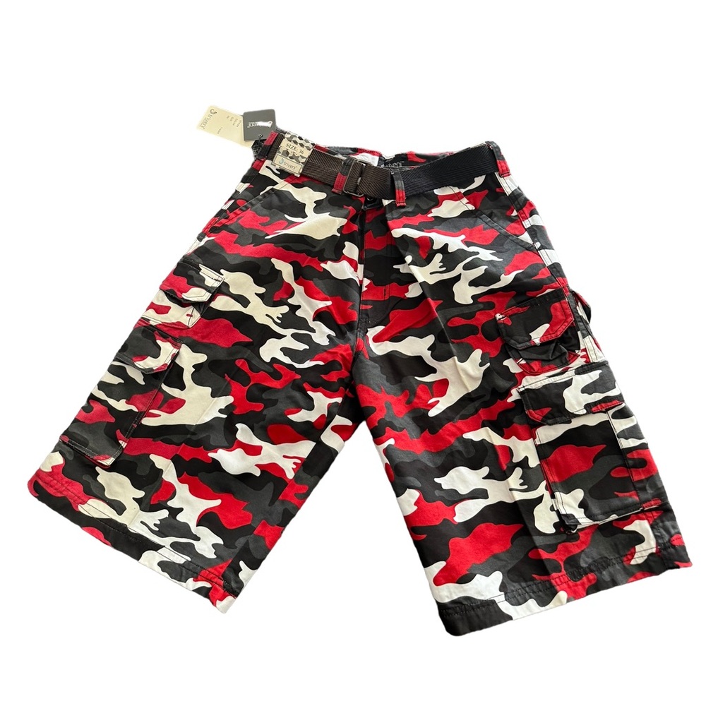 Red white and black cargo army shorts new with tags NWT size 36
